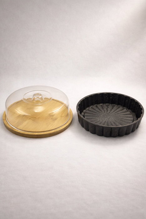 Hermia Set de cocina de 4 piezas con Dariole de granito y accesorios de bambú
